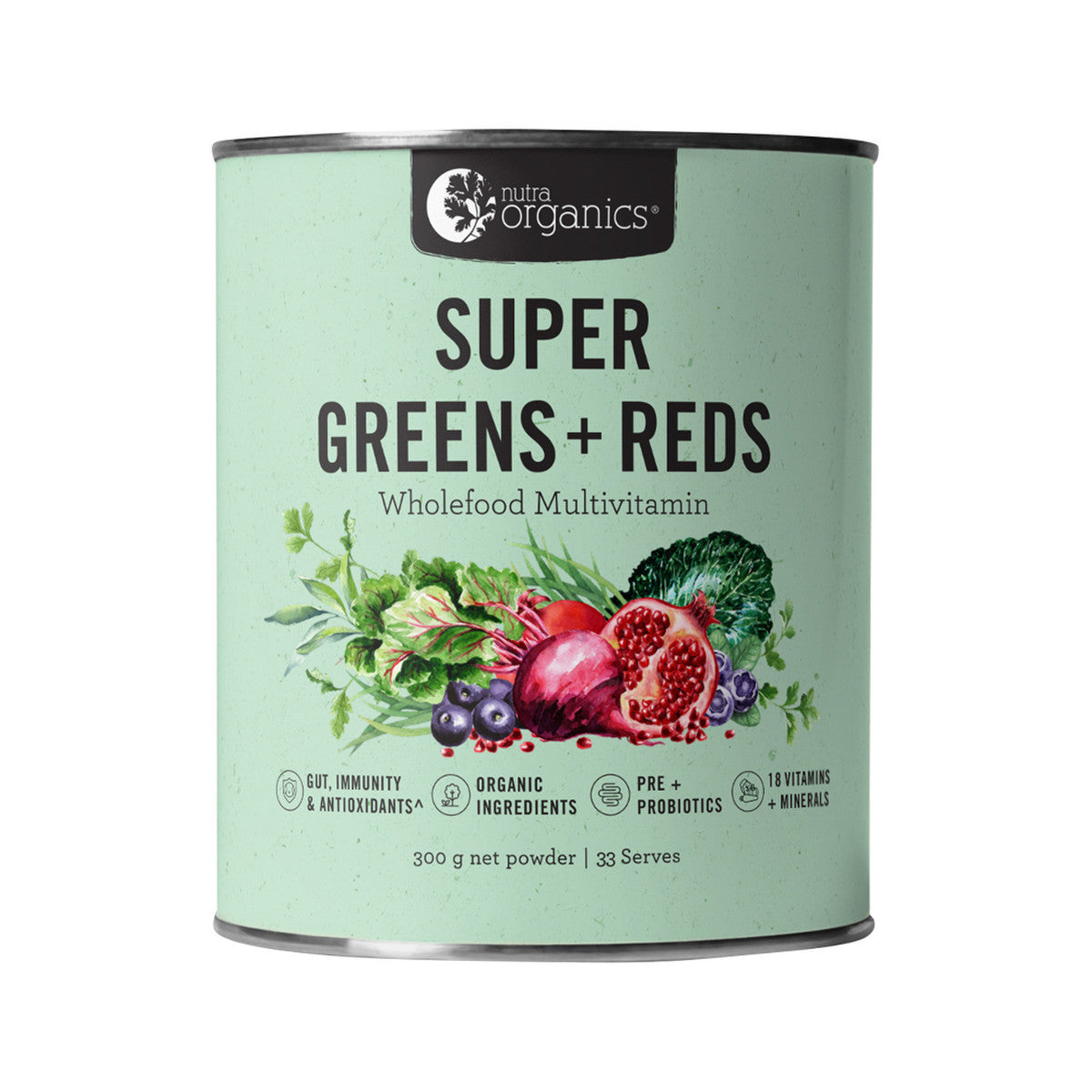 Nutra Organics - Organic Super Greens + Reds (Wholefood Multivitamin)