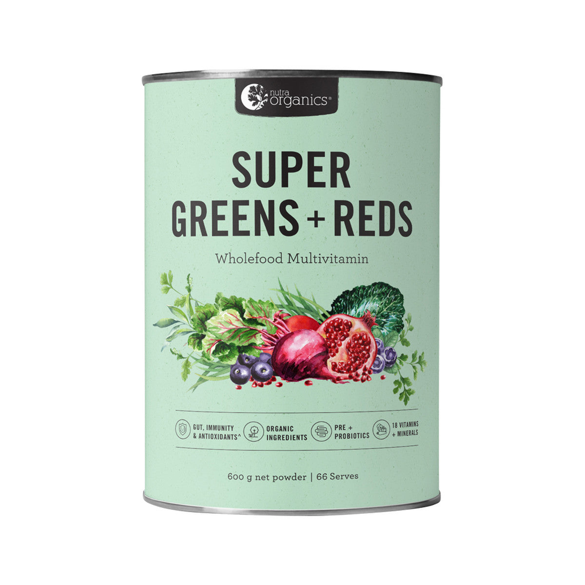 Nutra Organics - Organic Super Greens + Reds (Wholefood Multivitamin)