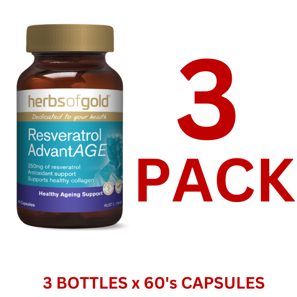 Herbs of Gold - Resveratrol AdvantAGE 60 Capsules - 3 Pack - $40 each