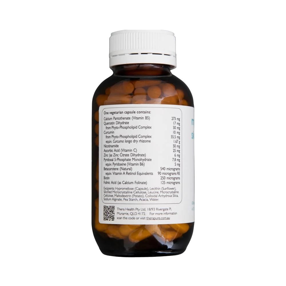 Bottle of capsules with a label on a white background