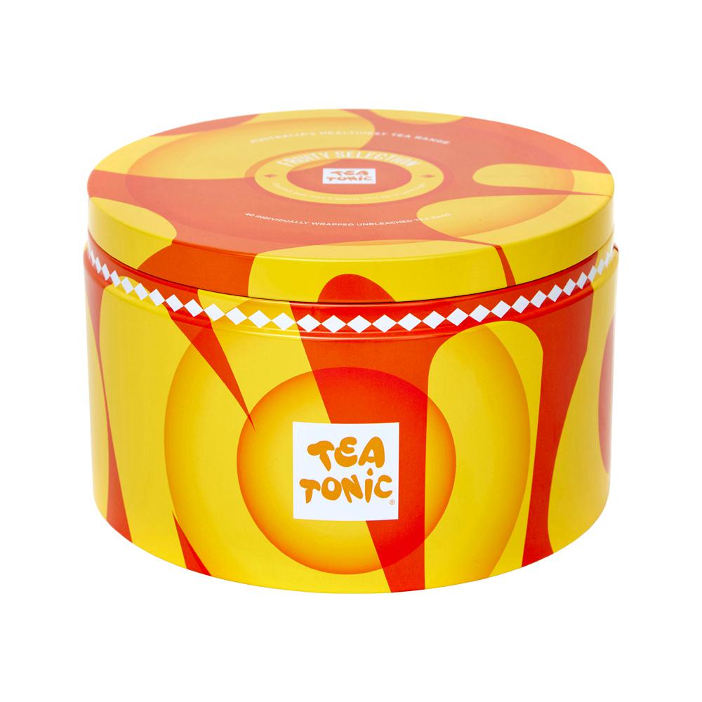 Tea Tonic - Fruity Selection Round Tin x 40 Tea Bags (contains bonus mini tin of gold sugar)