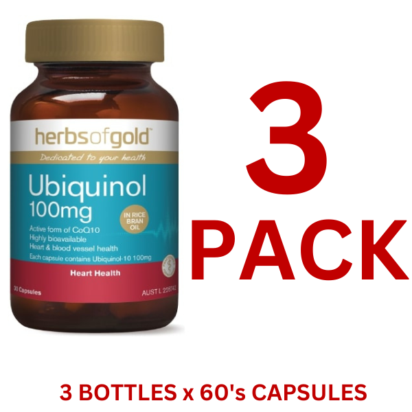 Herbs of Gold - Ubiquinol 150mg 60 Capsules - 3 Pack - $44.20