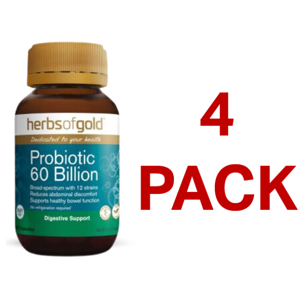 Herbs of Gold Probiotic 60 Billion 60 Capsules - 4 Pack