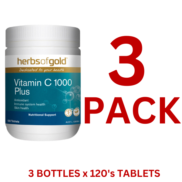 Herbs of Gold - Vitamin C 1000 Plus 12 Tablets - 3 Pack - $25 each