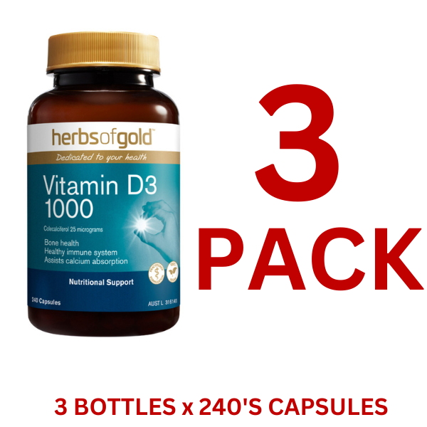 Herbs of Gold - Vitamin D3 1000 240 Capsules - 3 Pack - $30 each
