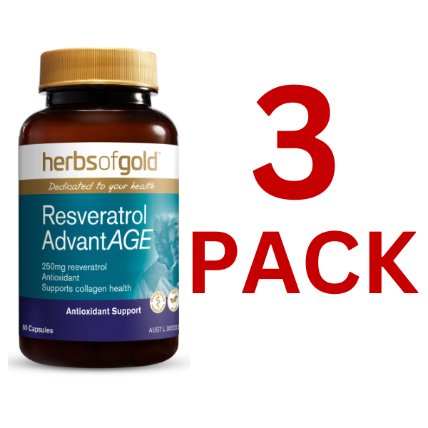 Herbs of Gold - Resveratrol AdvantAGE 60 Capsules - 3 Pack at $39.40 each