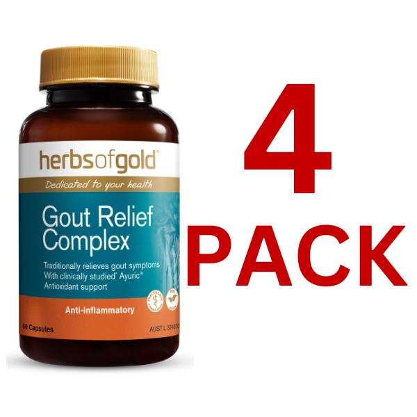 Herbs of Gold - Gout Relief 60 Vegetable Capsules - 4 Pack at $30.90 each