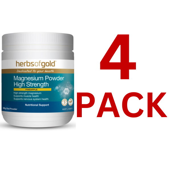 Herbs of Gold - Magnesium Powder High Strength - 300g - 4 Pack at $33.50 each