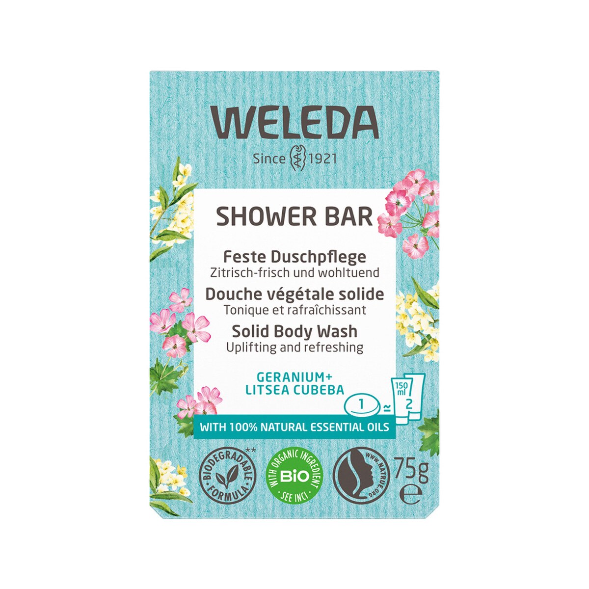 Weleda - Shower Bar (Solid Body Wash) Geranium + Litsea Cubeba
