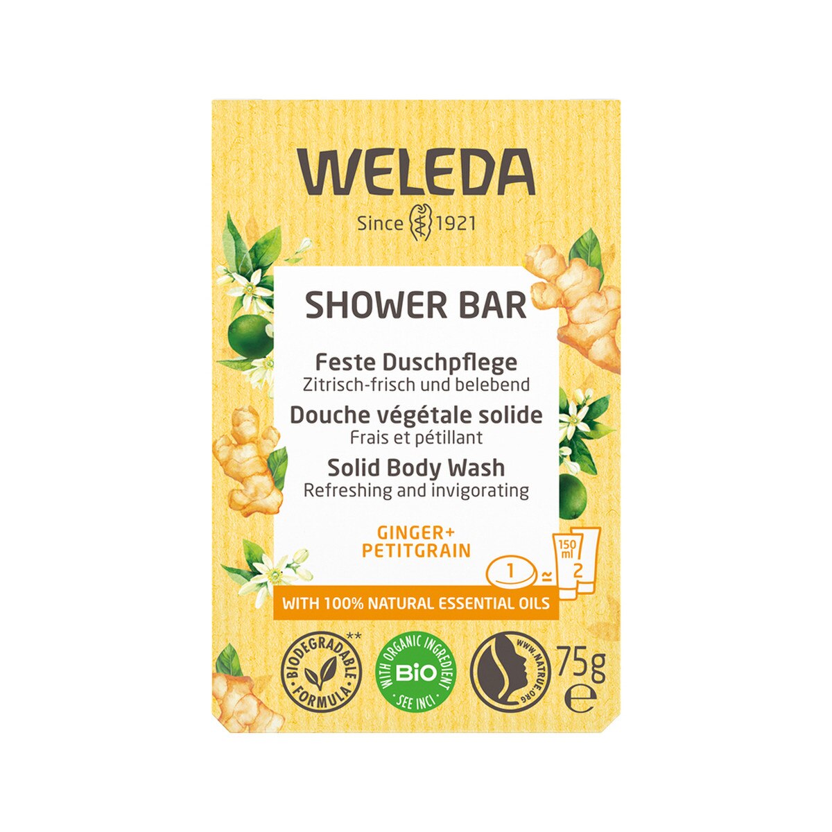 Weleda - Shower Bar (Solid Body Wash) Ginger + Petitgrain