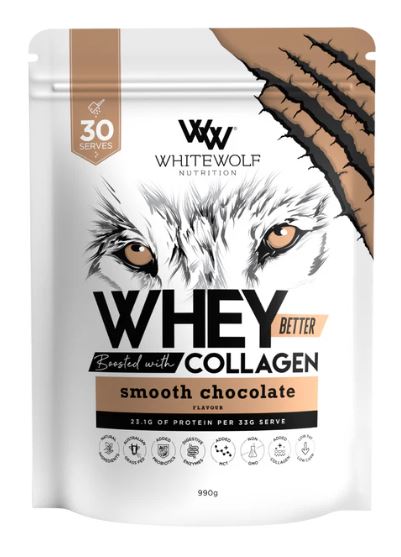 Whitewolf - Smooth Chocolate WHEY BETTER PROTEIN BLEND - BOOSTED WITH COLLAGEN 990g