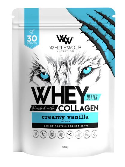 Whitewolf - Creamy Vanilla WHEY BETTER PROTEIN BLEND - BOOSTED WITH COLLAGEN 990g