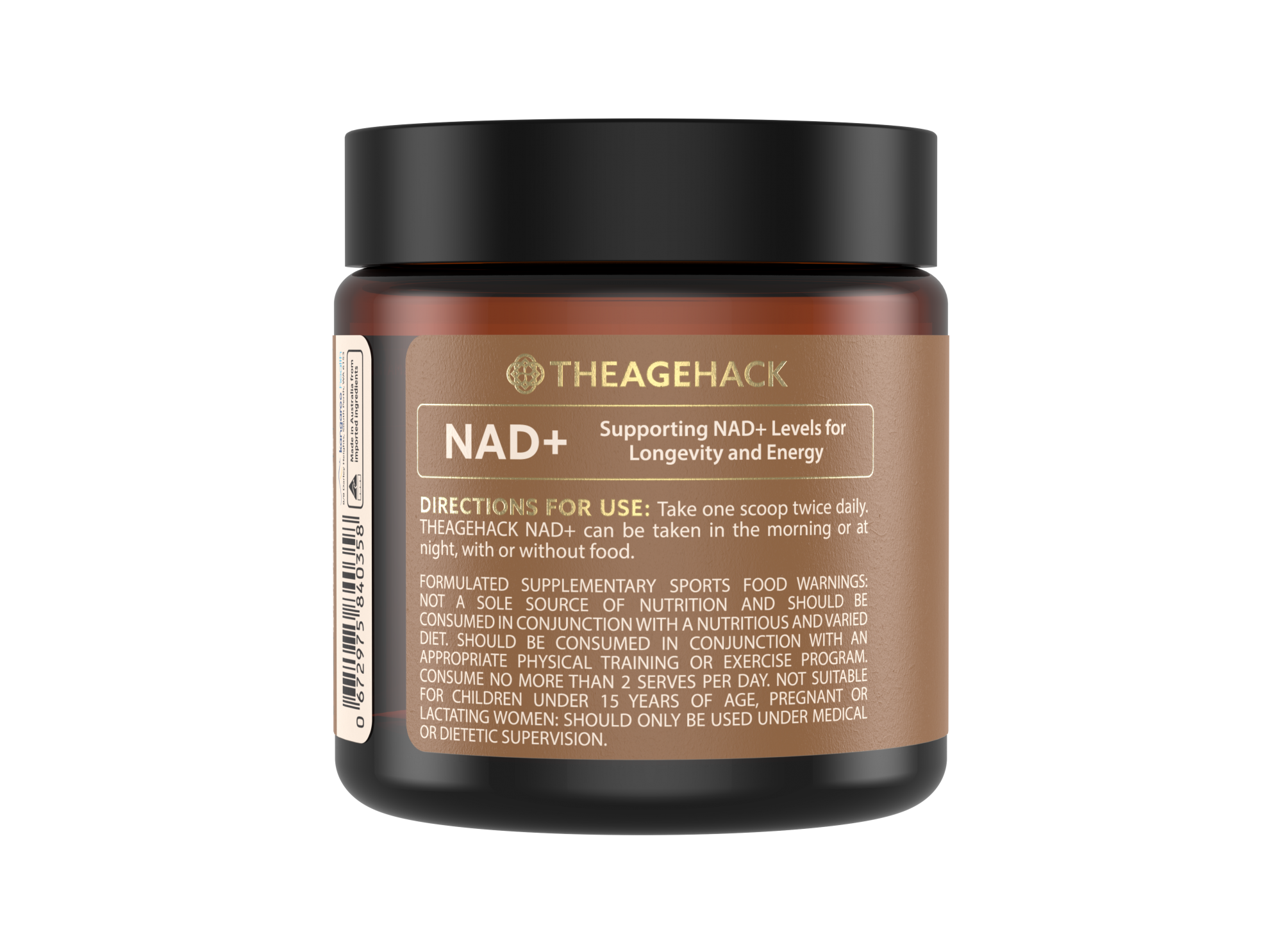 The Age Hack NAD+ supplement jar on a white background
