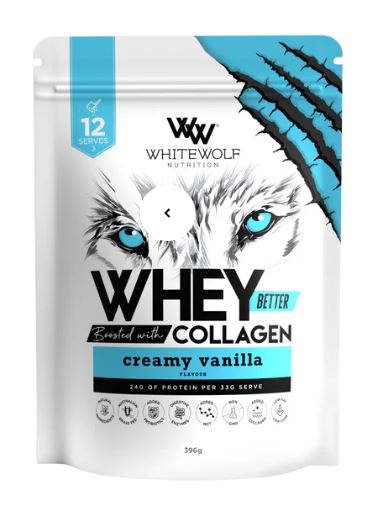 Whitewolf - Creamy Vanilla WHEY BETTER PROTEIN BLEND - BOOSTED WITH COLLAGEN 396g