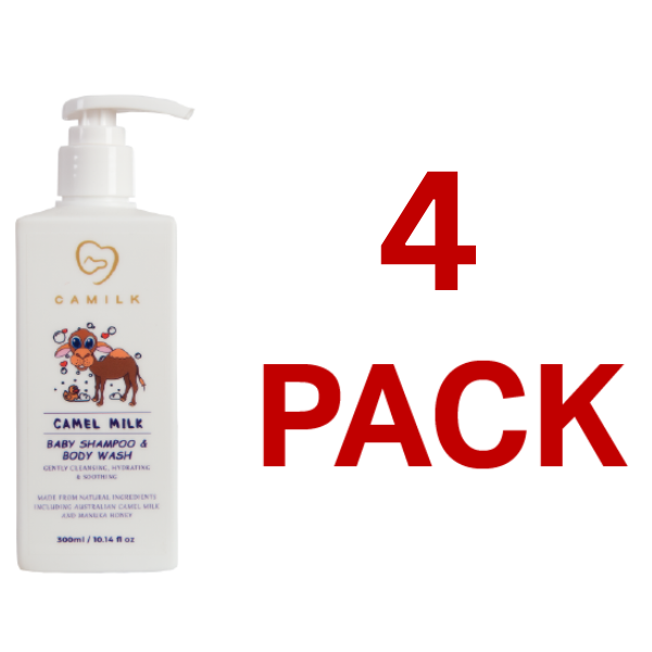 Camilk - Camel Milk Baby Shampoo & Body Wash + Manuka Honey (300ml) (4 Pack)