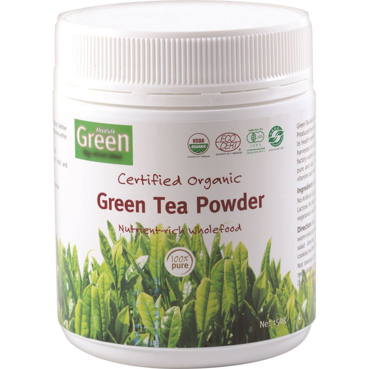 Absolute Green - Certified Organic Green Tea Powder