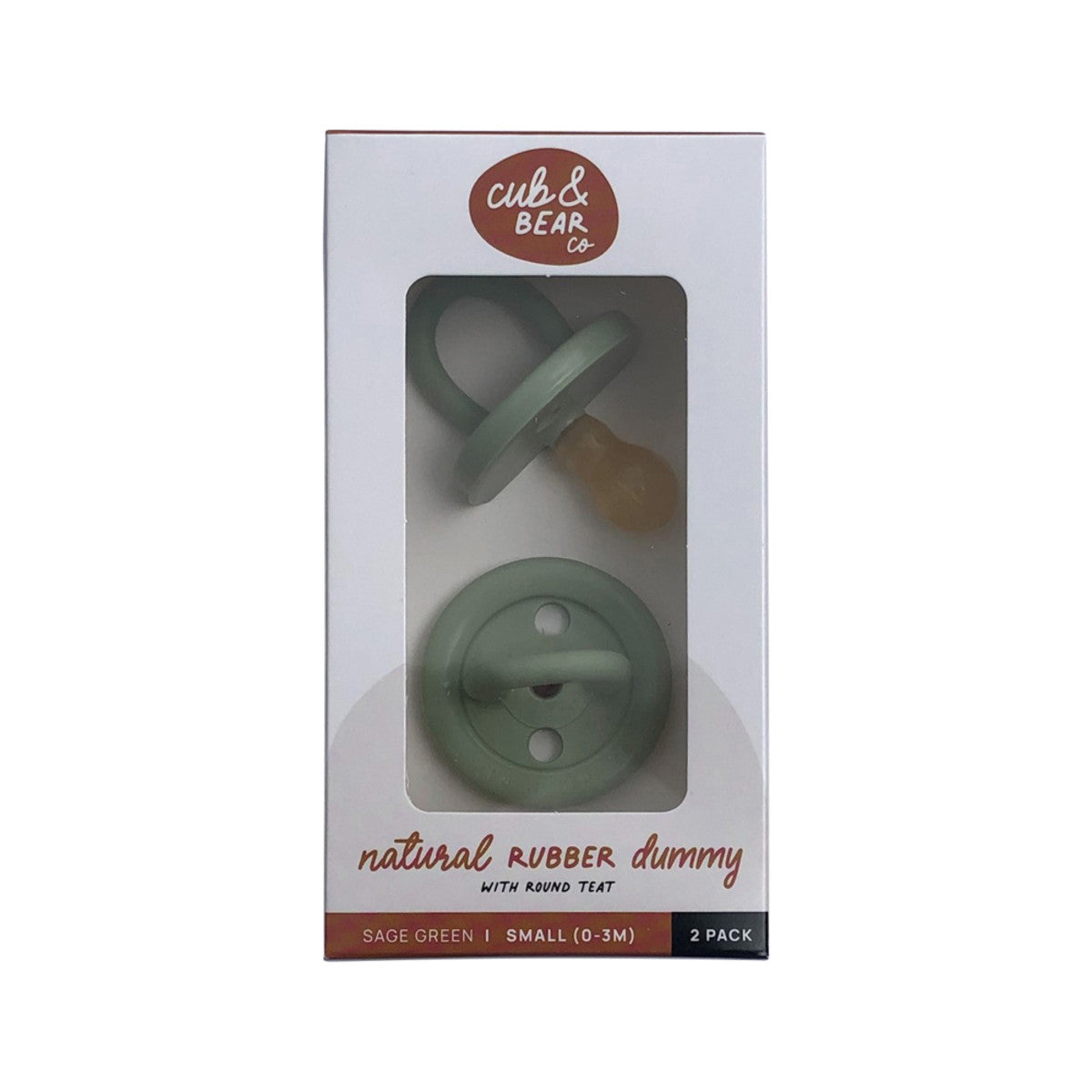 Cub Bear Co - Rubber Dummy Round Small Green Twin
