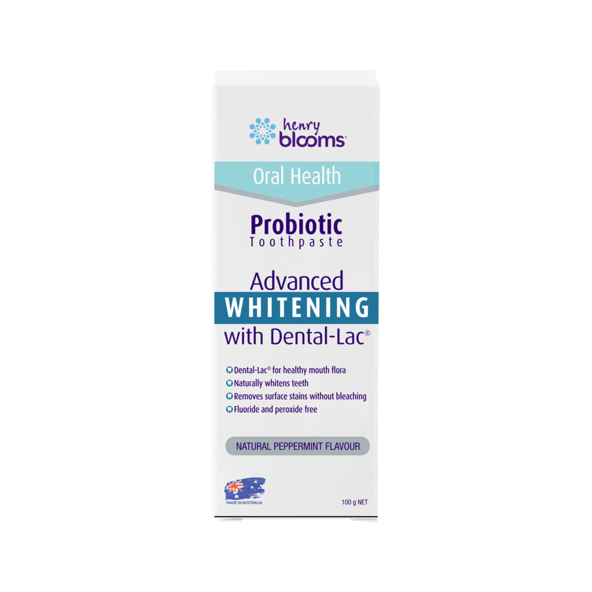 Henry Blooms - Probiotic Toothpaste Advanced Whitening Peppermint with Dental-Lac Peppermint