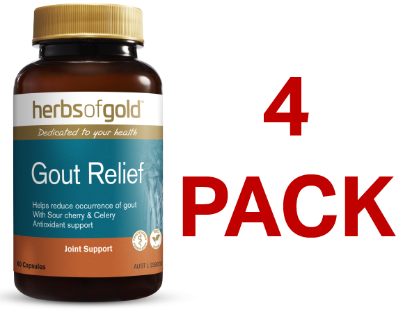 Herbs of Gold Gout Relief 60 Vegetable Capsules - 4 Pack