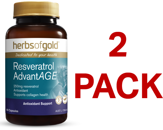 Herbs of Gold Resveratrol AdvantAGE 60 Capsules - 2 Pack