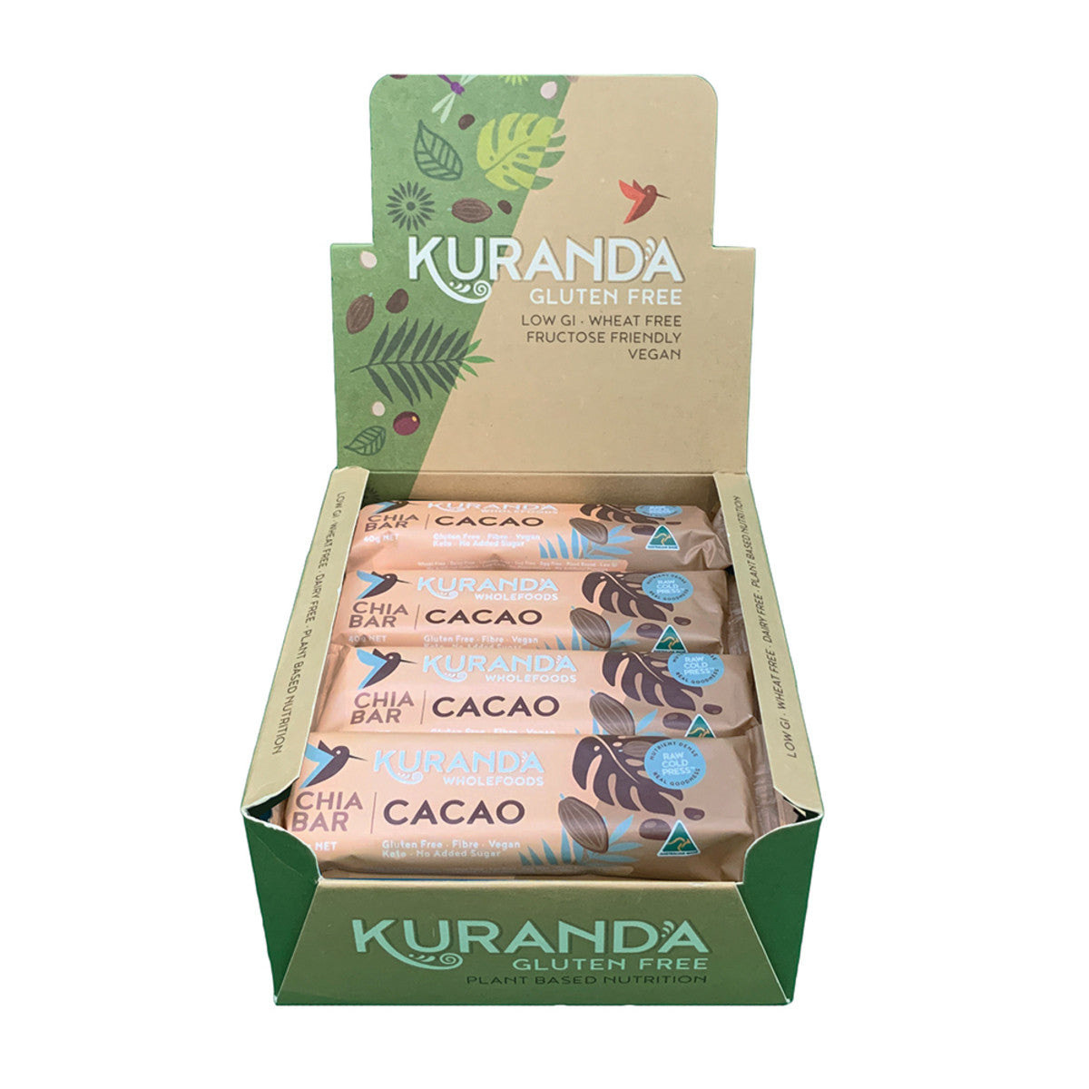 Kuranda - Gluten Free Chia Bars Chia and Cacao Nibs 40g
