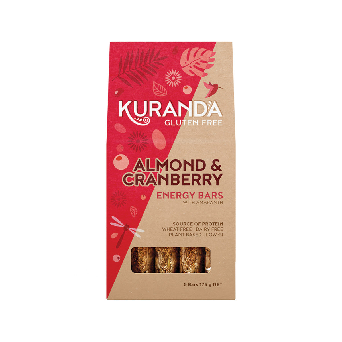 Kuranda Gluten Free Energy Bars almond & Cranberry 35g x 5 Pack