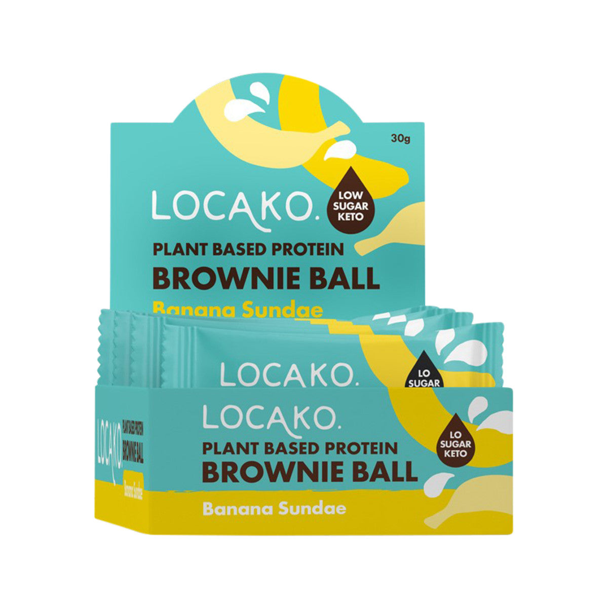 Locako Brown Ball Plant Based Prot Banana Sundae 30g x 10 Disp