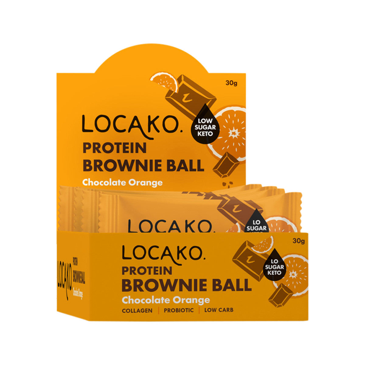 Locako Brown Ball Prot Chocolate Orange 30g x 10 Disp