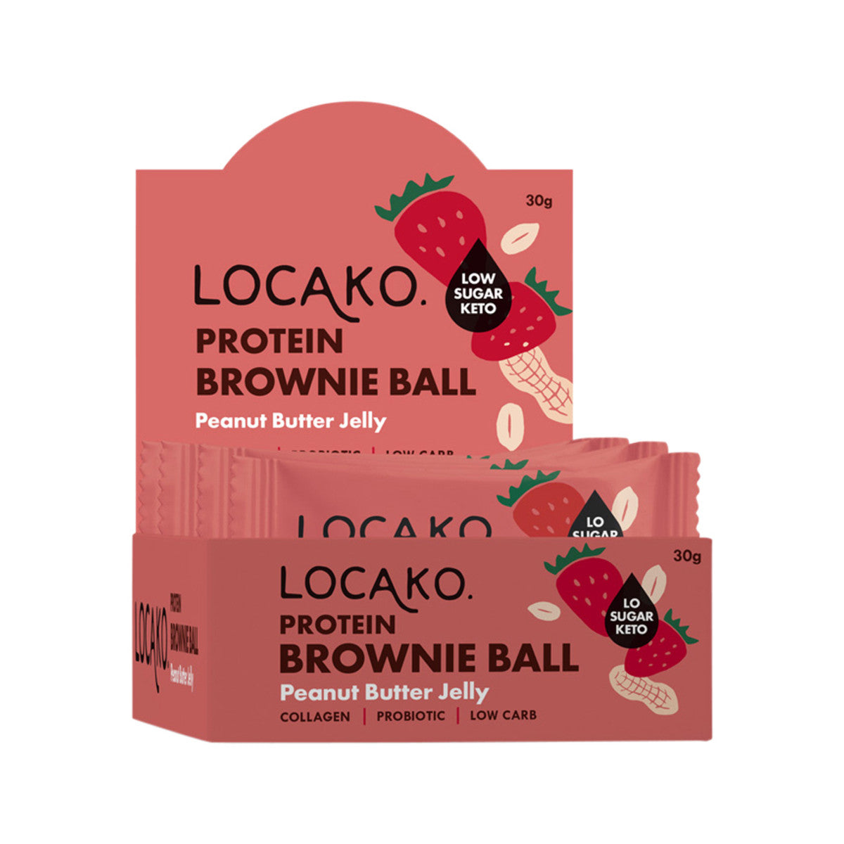 Locako Brown Ball Prot Peanut Butter Jelly 30g x 10 Disp