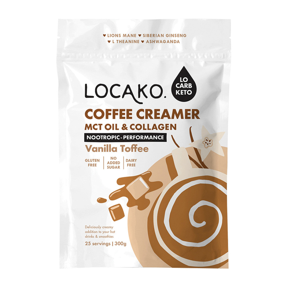 Locako Coffee Creamer Vanilla Toffee (Nootropic) 300g