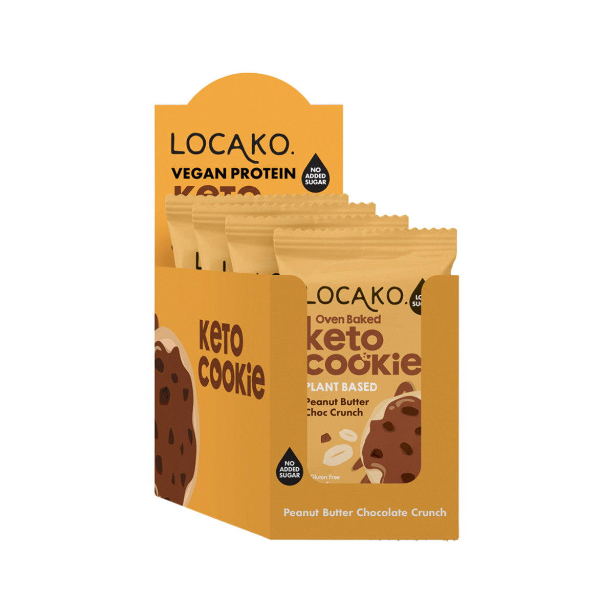 Locako Keto Cookie Peanut Butter Choc Crunch 60g x 12 Disp