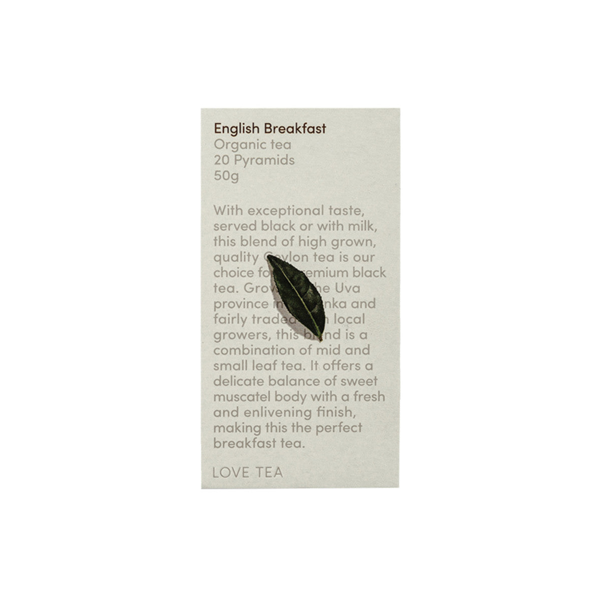 Love Tea - Organic English Breakfast Tea Bags