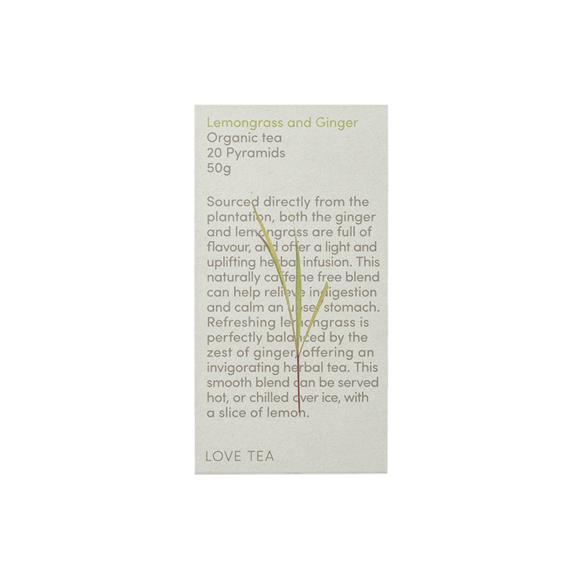 Love Tea - Organic Lemongrass Ginger Tea Bags