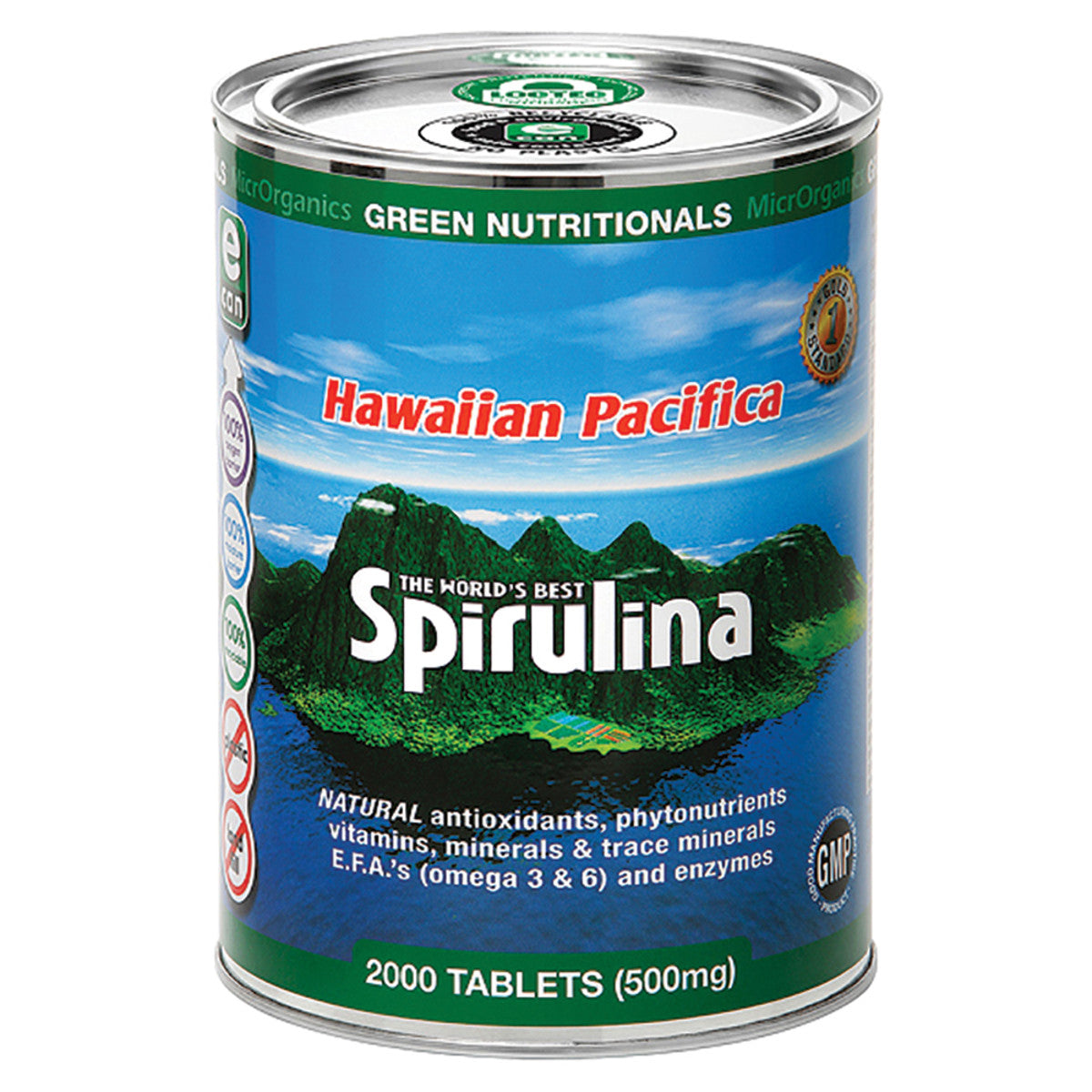 Green Nutritionals - Hawaiian Pacifica Spirulina 500mg