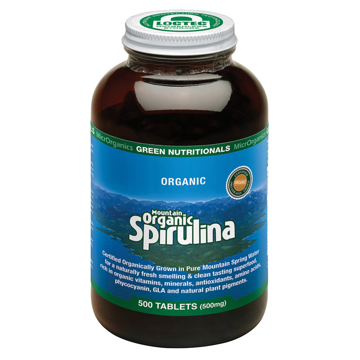 Green Nutritionals - Mountain Organic Spirulina 500mg