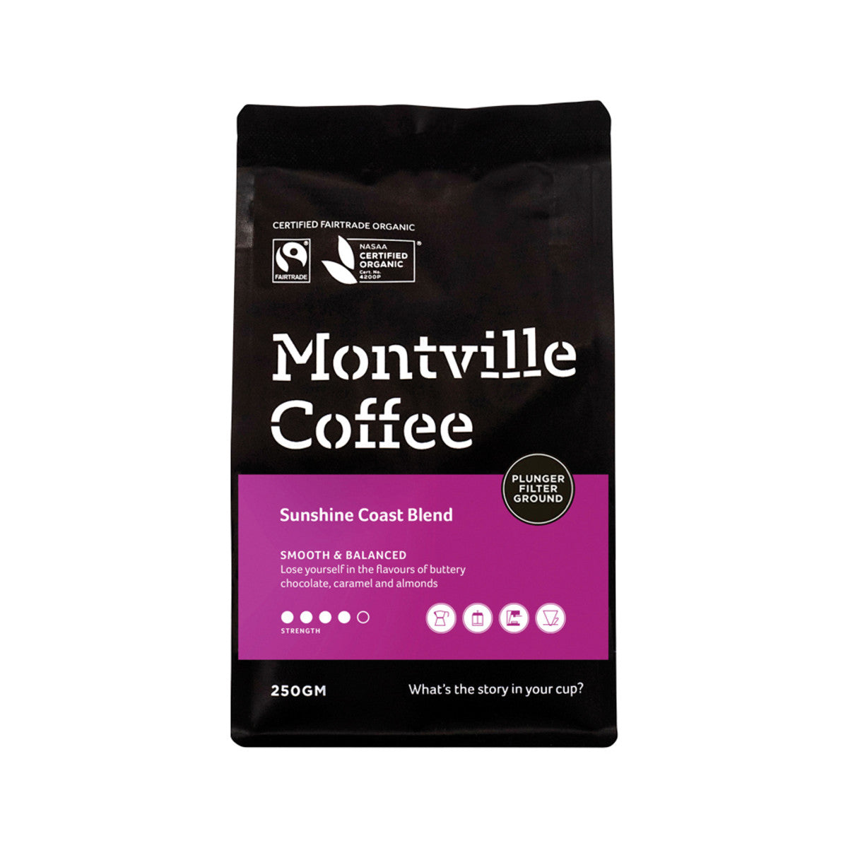 Montville Coffee - Organic Sunshine Coast Blend Plunger Filter Ground