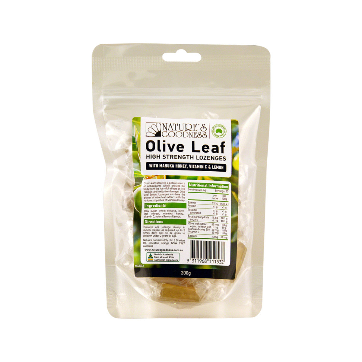 Nat Goodness Olive Leaf Lozenges 200g