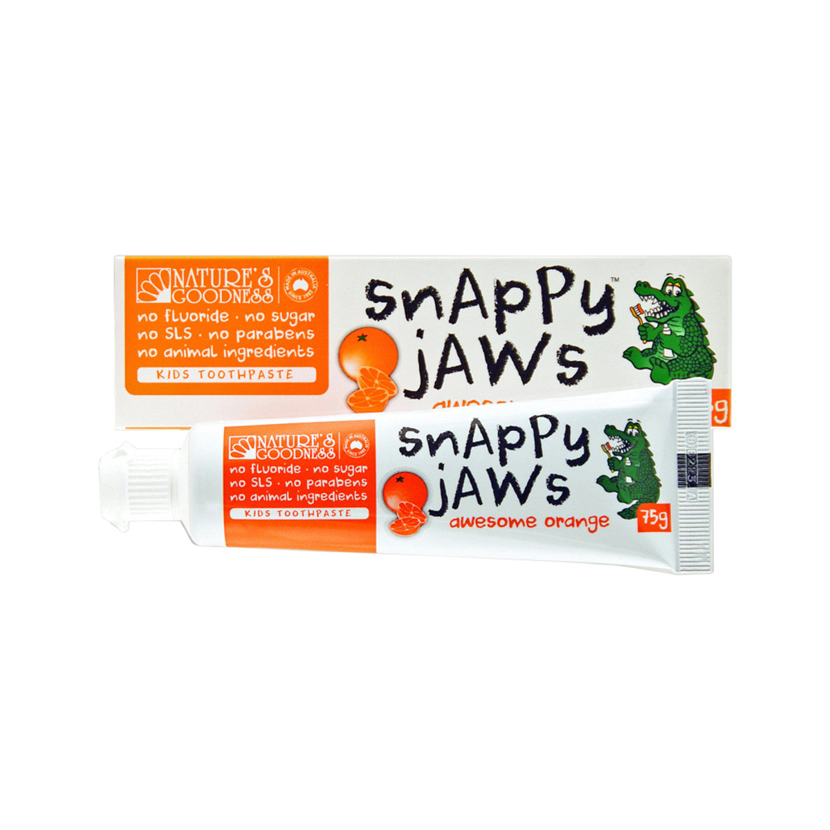 Nat Goodness Snappy Jaws Toothpaste Awesome Orange 75g