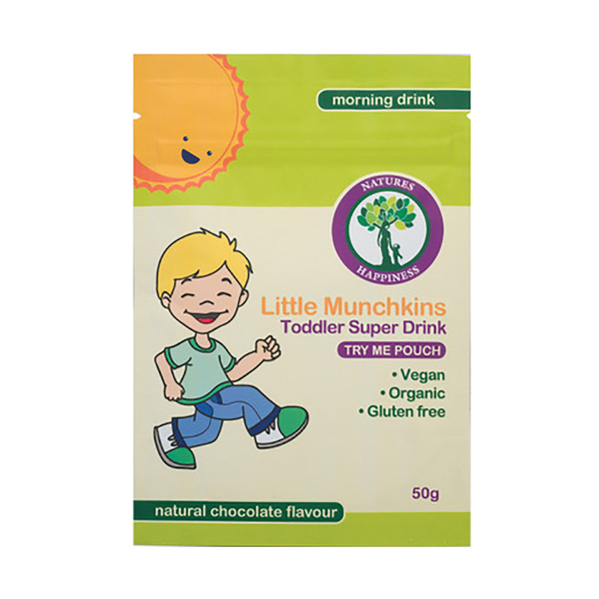 Nat Happiness Lit Munchkins Toddler Drink Morn Choc Pouch 50g