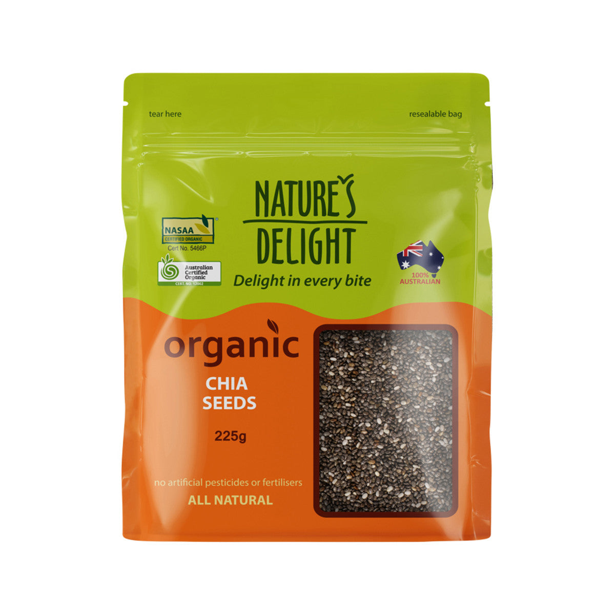Natures Delight Organic Chia Seeds 225g