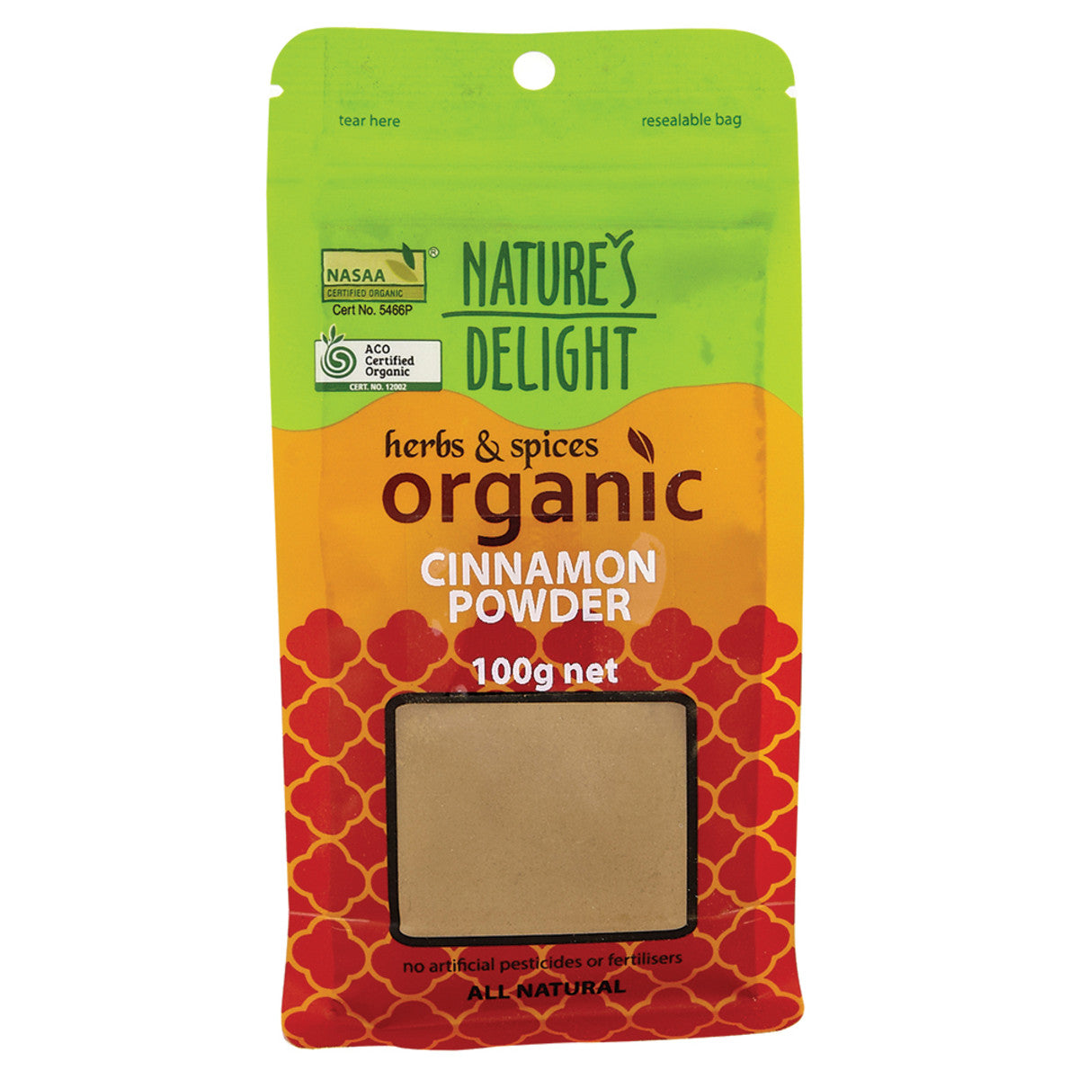 NATURES DELIGHT ORGANIC CINNAMON POWDER 100G