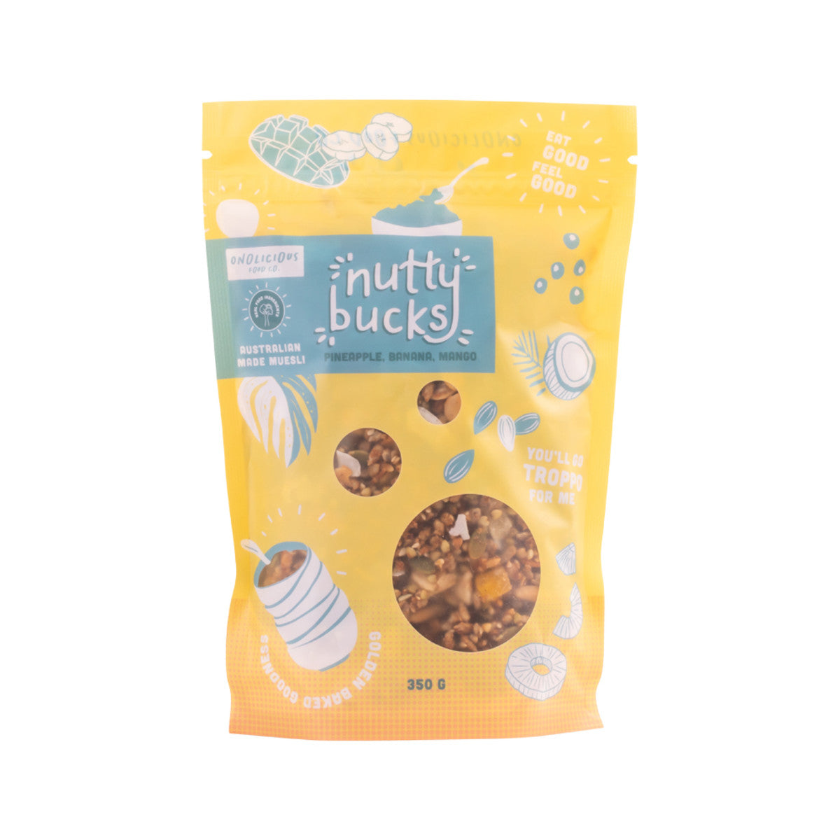 Onolicious Food Nutty Bucks Muesli Pineapple Banana Mango 350g