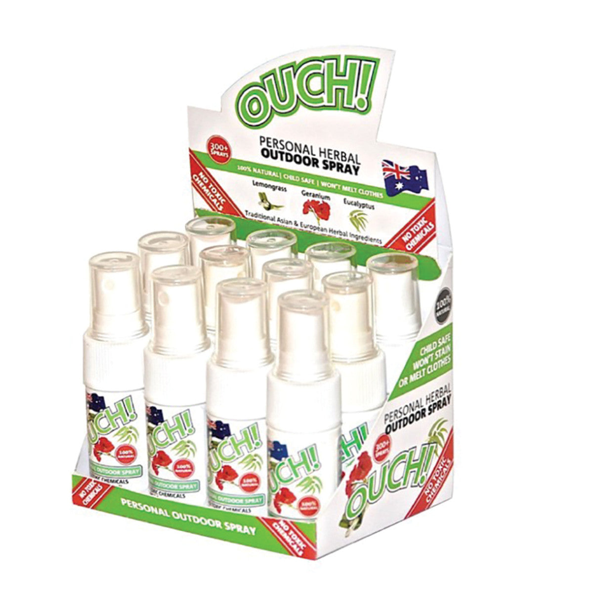 Ouch! Herbal Personal Outdoor Spray 20ml x 12Display