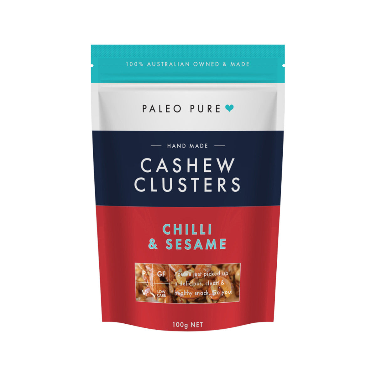 Paleo Pure Cashew Clusters Chilli and Sesame 100g