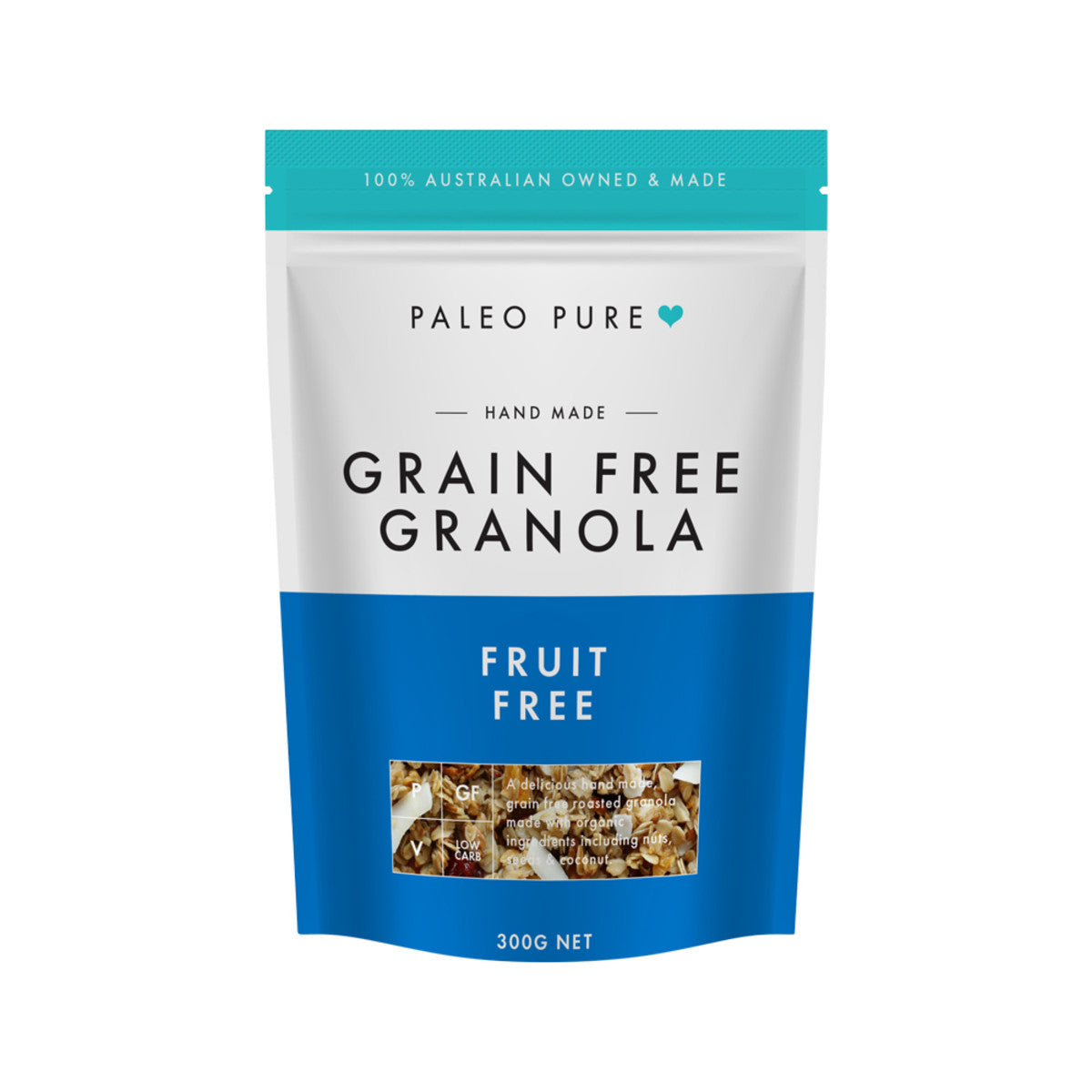 Paleo Pure Org Grain Free Granola Raw Fruit Free 300g