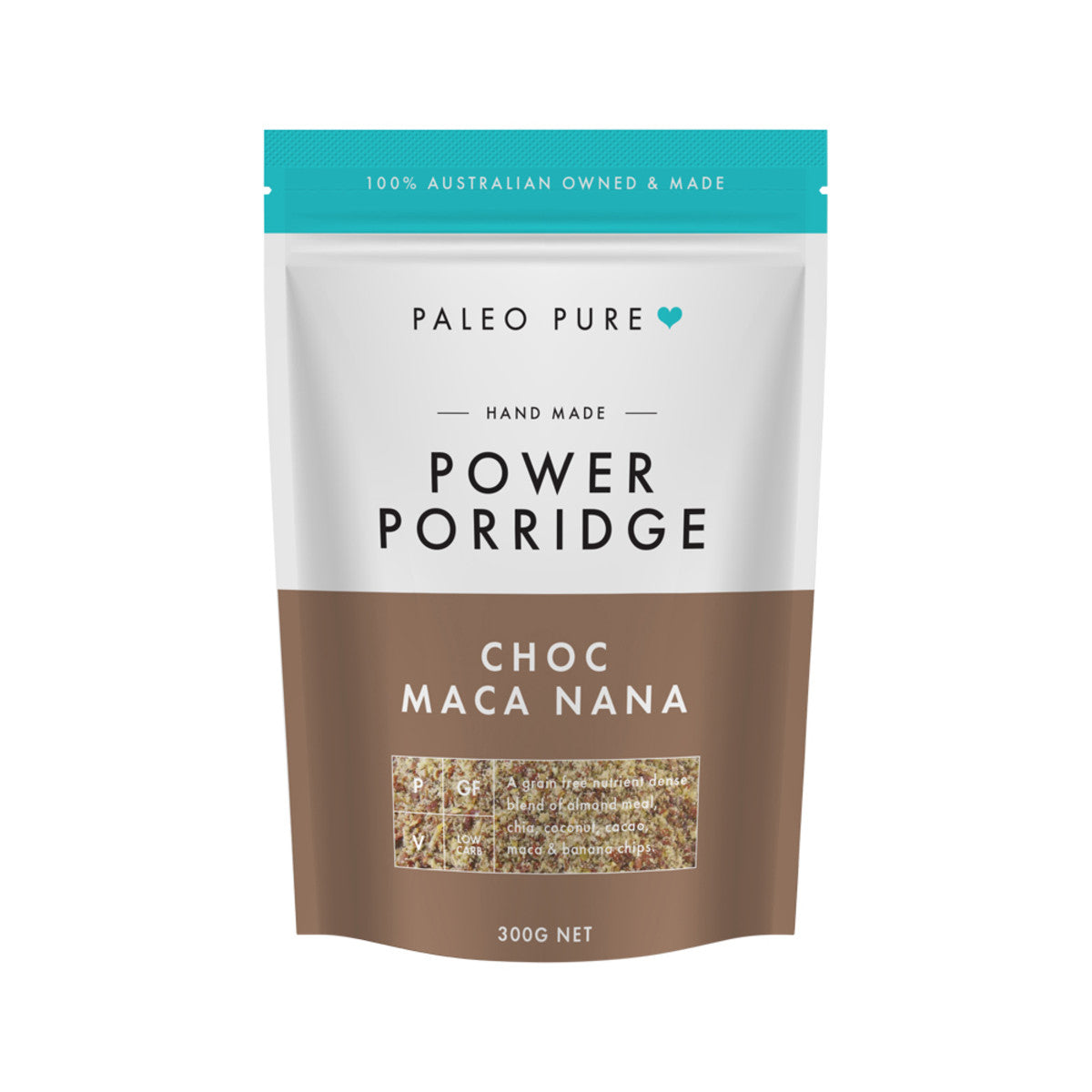 Paleo Pure Org Creamy Power Porridge Choc Maca Nana 300g