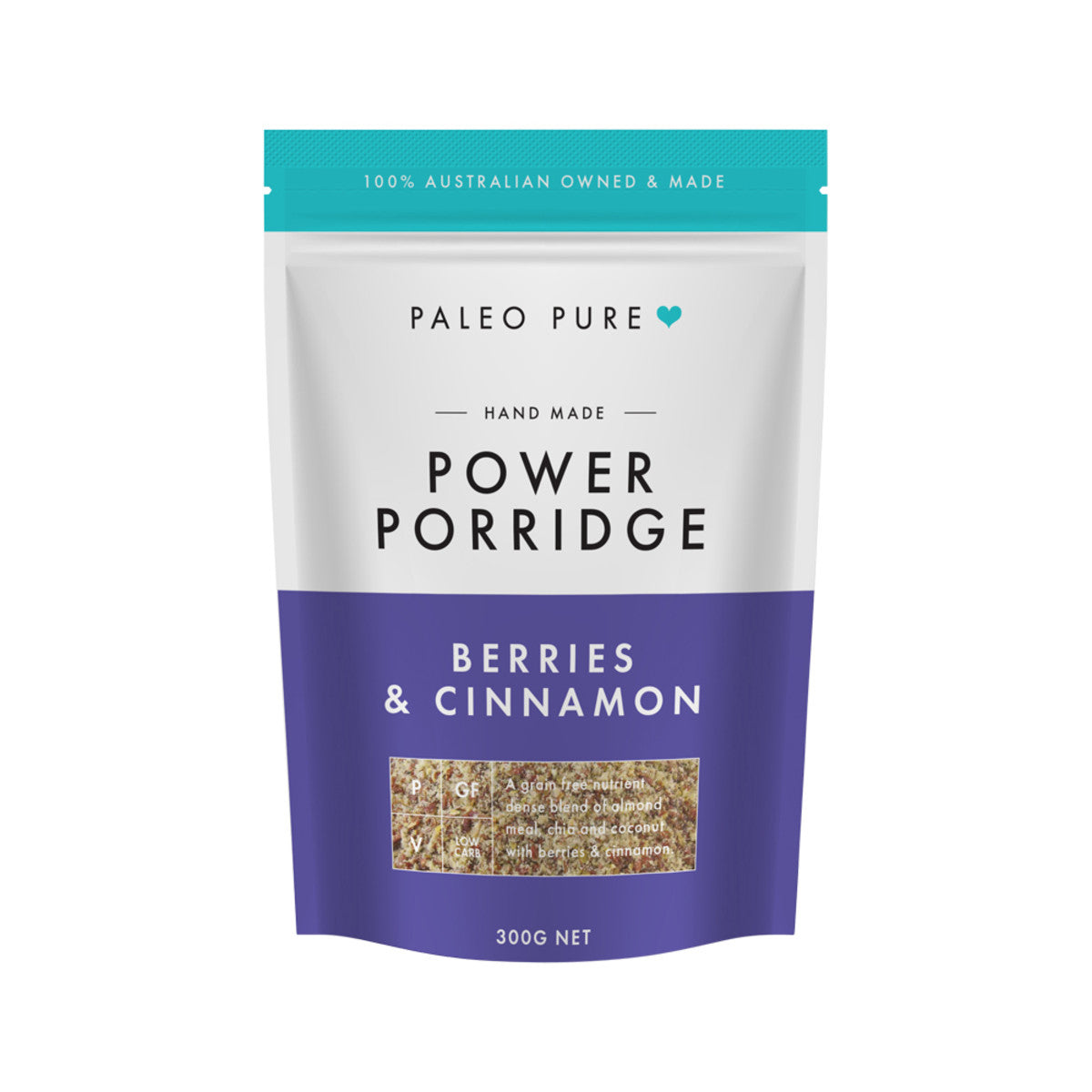 Paleo Pure Org Creamy Power Porridge Berries Cinnamon 300g