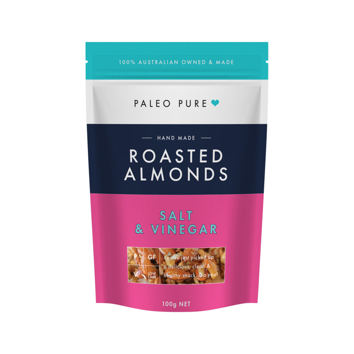 Paleo Pure Roasted Almonds Salt and Vinegar 100g