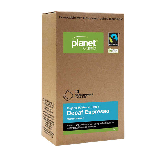 Planet Organic Coffee Capsules Espresso Decaf x 10 Pack