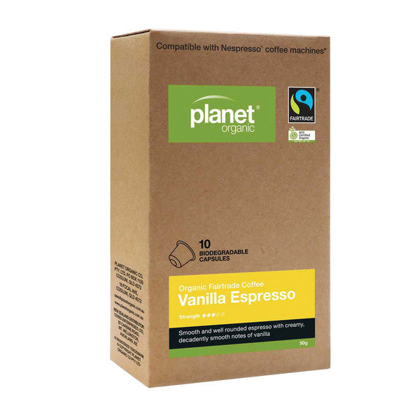 Planet Organic Coffee Capsules Espresso Vanilla x 10 Pack